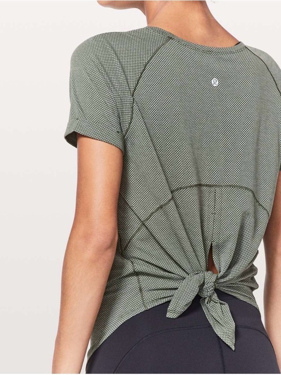 lululemon athletica Tops - Lululemon Open Up Tie-Back Tee Heathered Camo Green no size dot, but fits a size